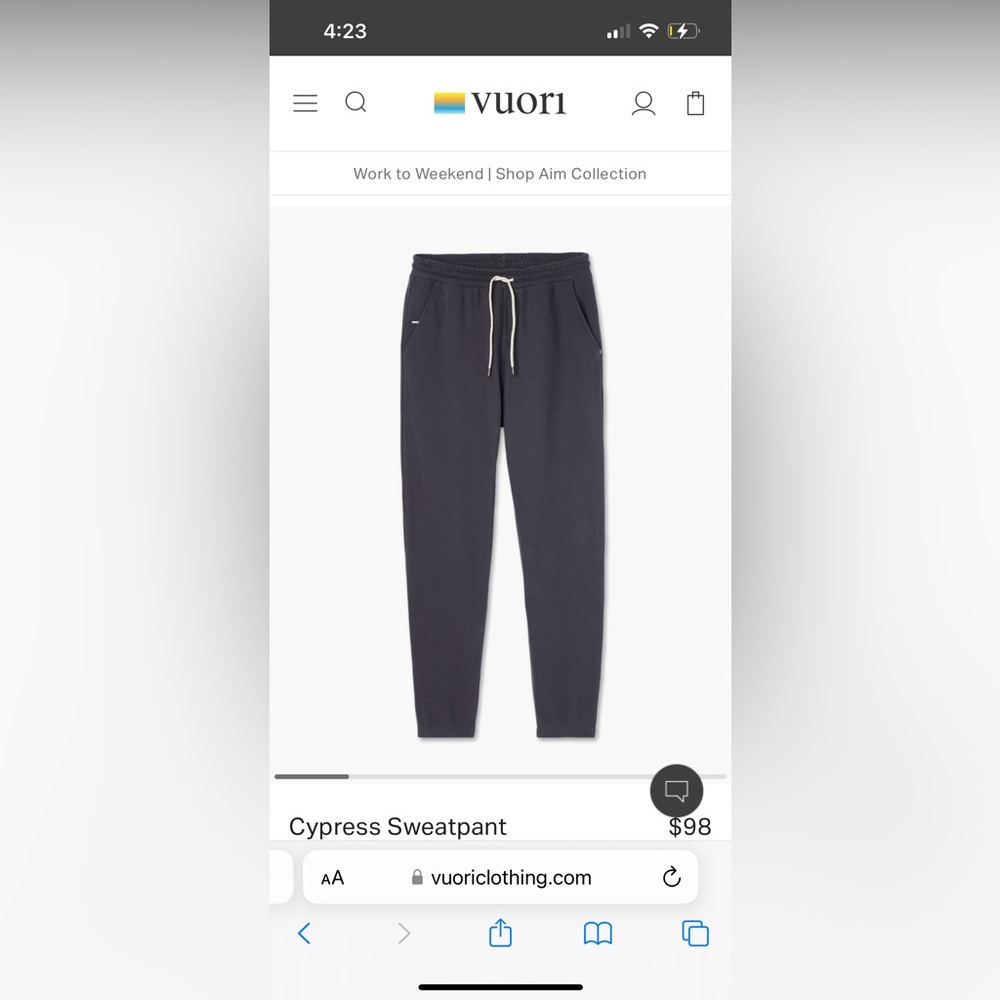 Vuori cypress sweatpants - size m